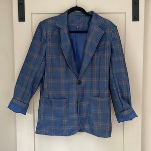 Men’s Plaid Blue Lined Blazer